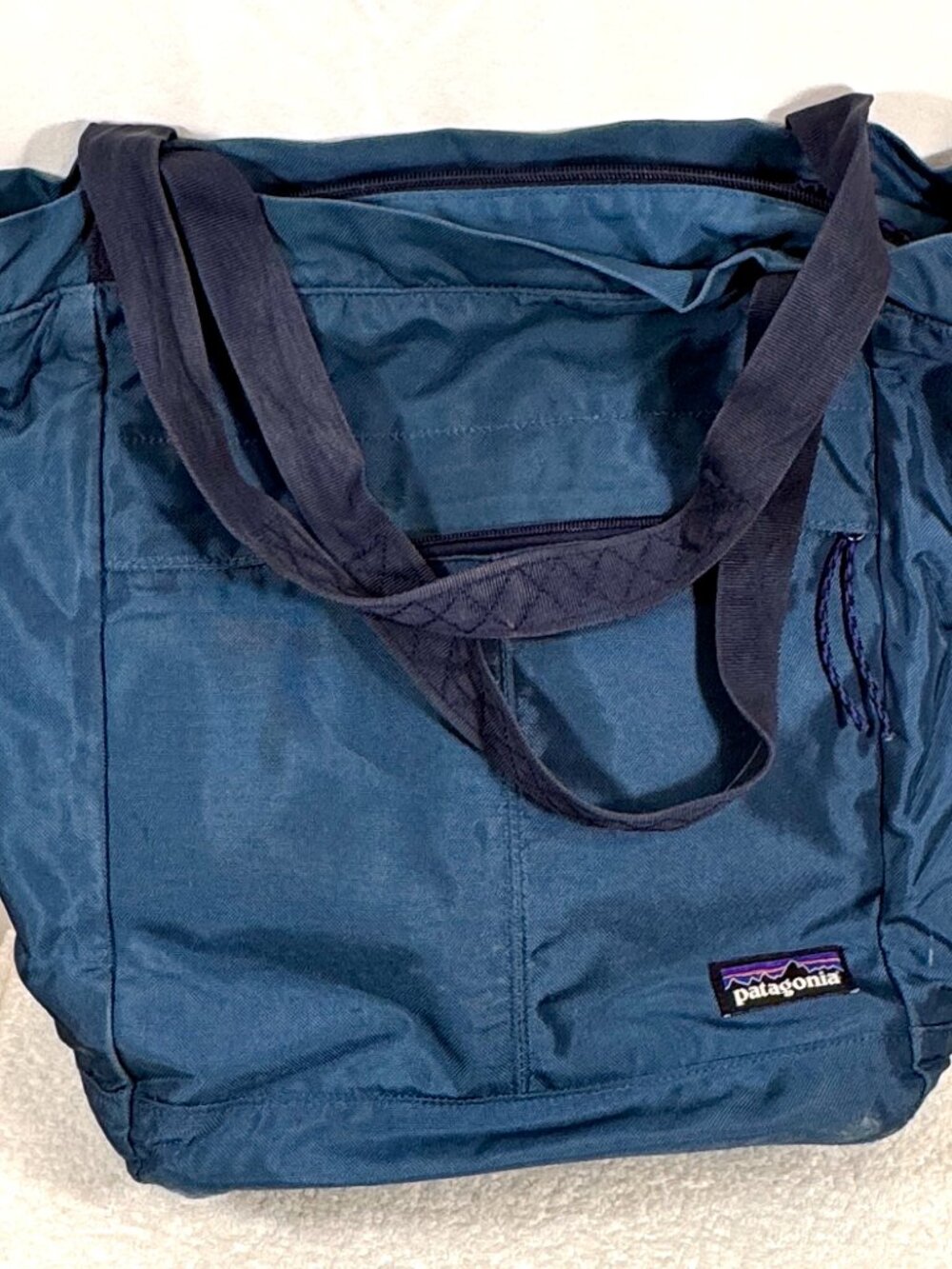 Patagonia Tote Bag Teal Blue Laptop Work Travel Zip Top Organizer 16" - Picture 1 of 11